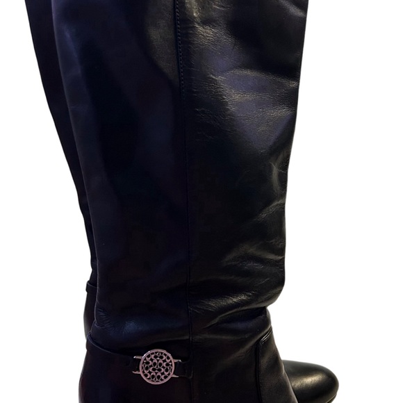 COACH Susette Black Leather Boots Stiletto Heels Womens 8.5 Like New - Picture 4 of 16